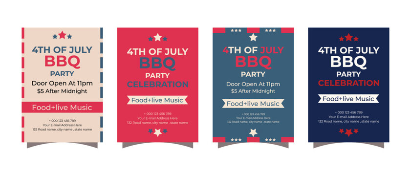 4th of July BBQ Party Independence Day USA Celebration Flyer
