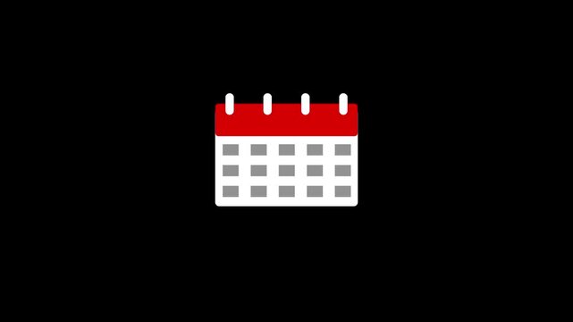 Calendar icon animation and red circle. date line calendar animated determines selecting the date dateline save and date icon looping 4k
