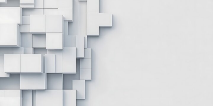 Abstract geometric pattern with white cubes and shadows for background design.