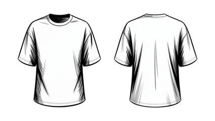 Fototapeta premium Simple white short sleeve t-shirt front and back view