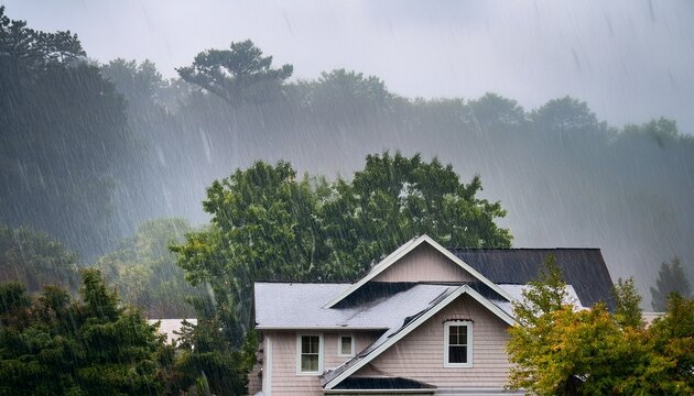 american house roof battered by rain