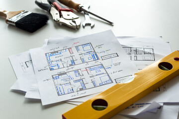 Architectural plans with construction tools. © Rawpixel.com