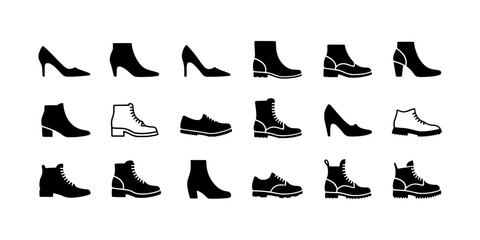 Fototapeta premium Shoes collection with various styles and designs for different occasions featuring footwear, high heels, boots with sneakers and fashion elements for