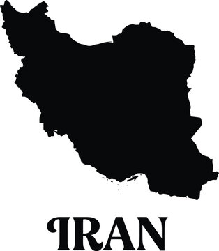 Iran map silhouette with typography geographic representation for middle east studies