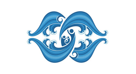 Naklejka premium Elegant blue wave swirl abstract illustration with flowing organic shapes isolated on white background