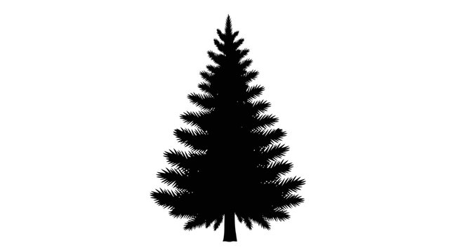 Black silhouette of a pine tree on a white background symbolizing nature and simplicity