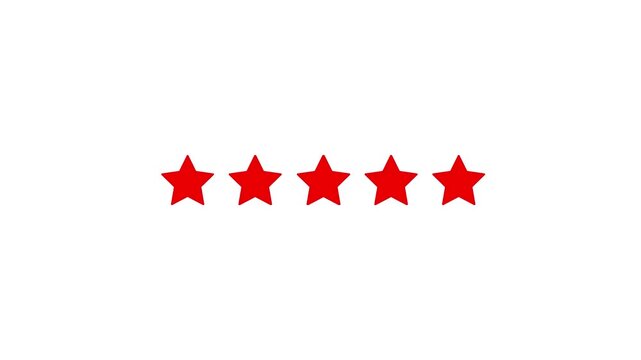 Five star rating icon animated video, animation video isolated on alpha channel background. Special with rating star icon animation.