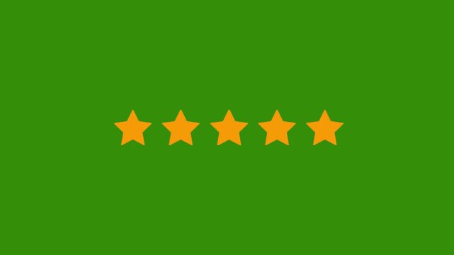 Five star rating icon animated video, animation video isolated on alpha channel background. Special with rating star icon animation.