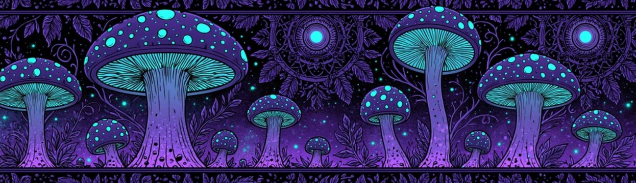 mushroom black light psychedelic