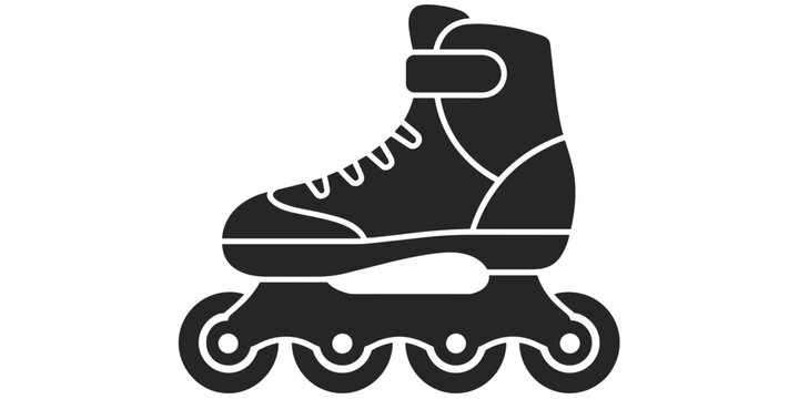Flat vector illustration of inline roller skate silhouette, sporting equipment artwork concept, recreational skating design illustration and fitness rollerblade artwork