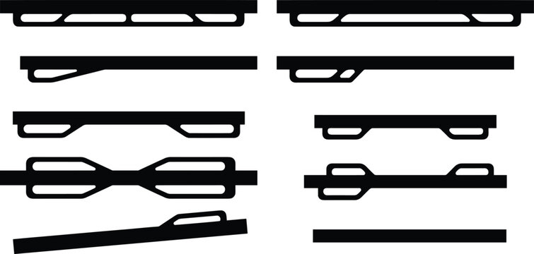 A collection of various industrial metal tools and equipment on a surface.