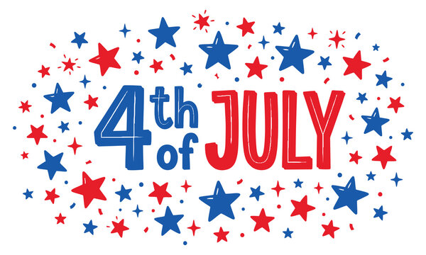 Festive fourth of july typography with stars and stripes patriotic design