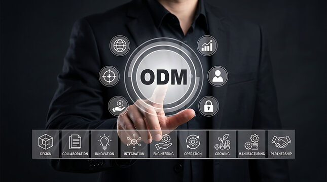 Business person touching ODM screen concept for original design manufacturer