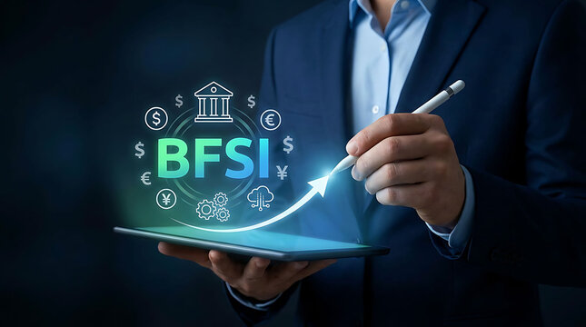 BFSI financial technology and banking services concept with digital tablet