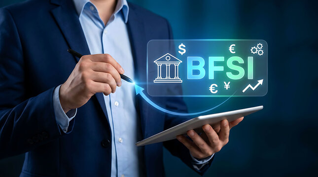 BFSI financial technology and banking services concept with digital tablet