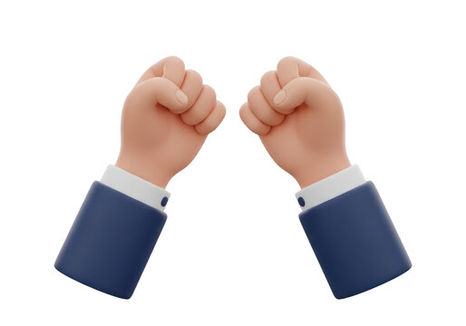 3d render of two clenched fists in business suits isolated on transparent background