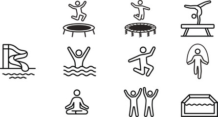 Fototapeta premium Vector set of minimalist Ferris wheel line icons and silhouettes for amusement park and carnival graphic design.eps, 