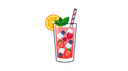 A refreshing summer berry cocktail with orange slice and mint. © Hanhan Cendana