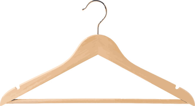 Classic wooden clothes hanger isolated on white background fashion element