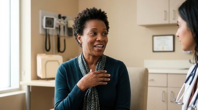 Patient Shares Concerns With a Doctor During a Routine Checkup in Medical Office Setting