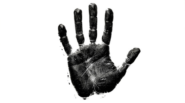 Black Handprint Texture Isolated on White Background &mdash; Jejak Tangan Hitam Bertekstur Terisolasi di Latar Put