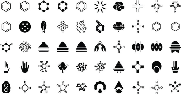Molecular structure diagrams showcase complex organic chemical compounds and geometric geometric representations for advanced scientific and academic study.