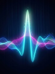 Fototapeta premium Abstract sound wave glowing with neon colors against a dark background