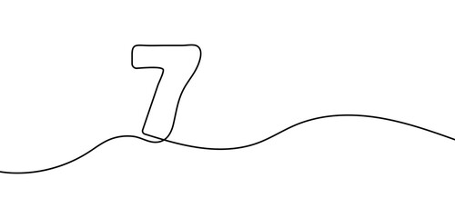 Obraz premium Seven number line art. seven number one continuous line art icon. single line number seven png and vector illustration on transparent background