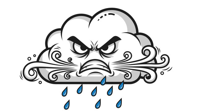 Angry storm cloud with rain drops.
