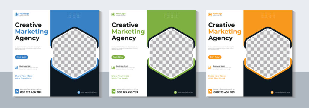 Creative marketing agency social media post design with vibrant color schemes and modern style