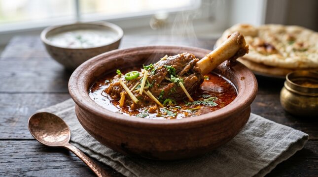 Mutton Kunna Curry in Clay Pot with Tandoori Naan