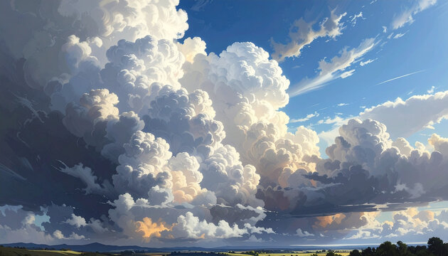 Dramatic cloudscape with cumulus formations