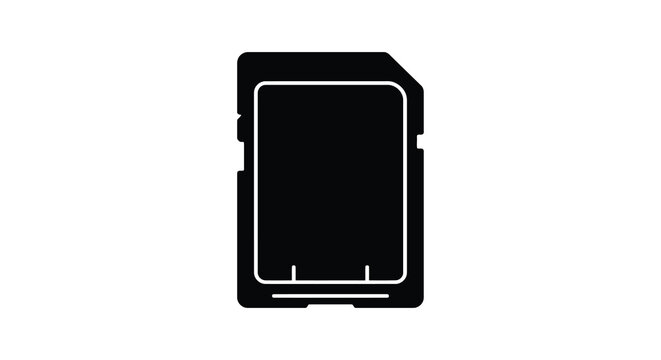 Sd Card Silhouette A Black Vector Graphic On A White Background