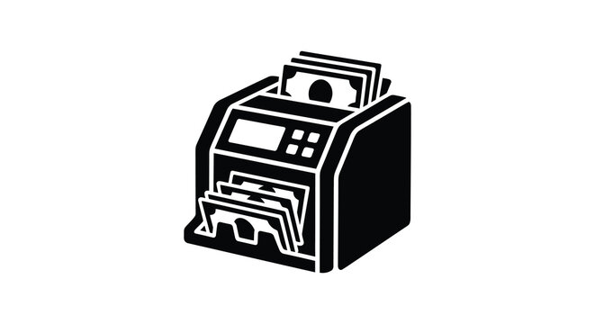 Multifunction printer with paper tray black silhouette