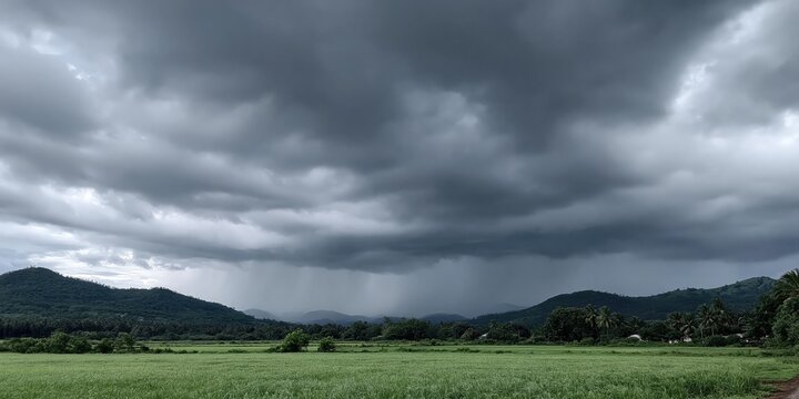Monsoon season - rainclouds over landscape in the southwest, Tucson Arizona regional weather