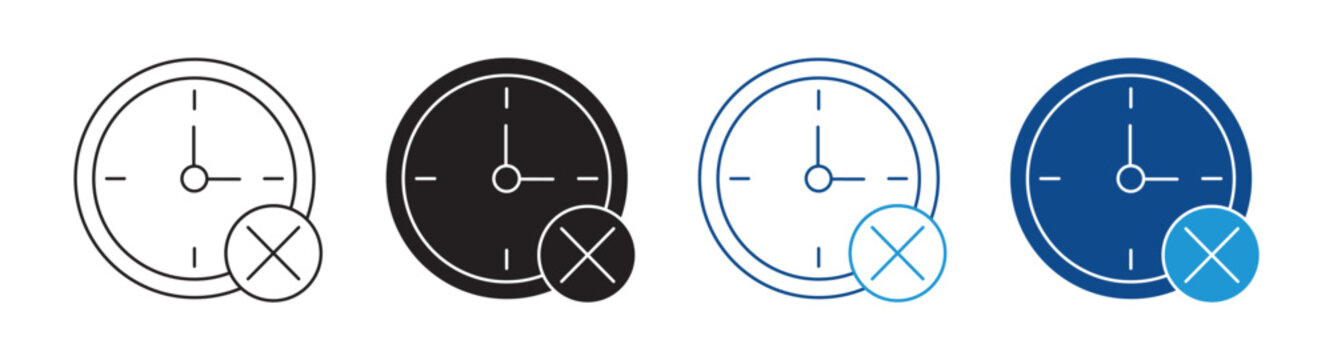 Expired Time Icon Set Vector Collection in Outline and Solid Style for Deadline and Schedule Design