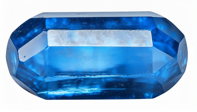 Raw Sapphire Crystal Rough Blue Corundum Natural Hexagonal Barrel Shape Isolated On Transparent Background