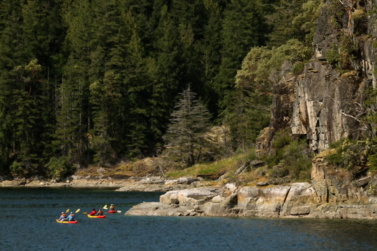 Kayaking in Tenedos Bay; British Columbia, Canada