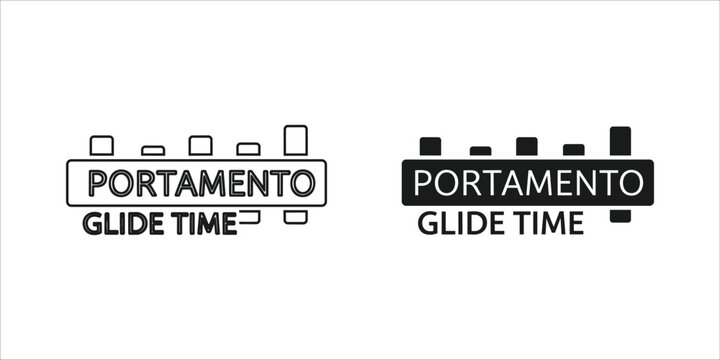 Black and white text variations of portamento glide time