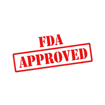 Fda approved stamp in bold red and white