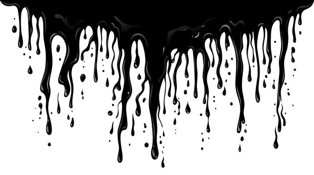 Abstract Black Ink Dripping Border Transparent PNG &mdash; Border Tinta Hitam Menetes Abstrak PNG Transparan