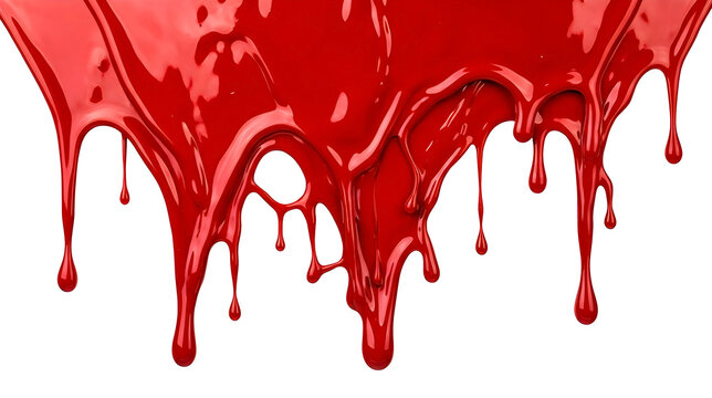 Realistic Red Glossy Paint Splash Dripping PNG &mdash; Cipratan Cat Merah Mengkilap Realistis PNG Transparan
