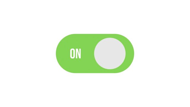 Animation of the switch button on off. Moving the toggle switch left to right, changing the color green gray.