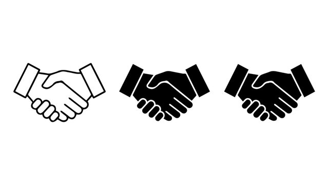 Handshake icons set. Business agreement handshake symbol set. Shaking hands logo