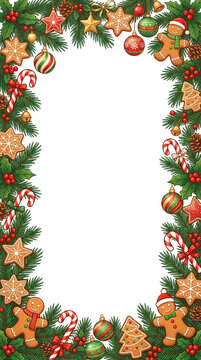 Vertical Christmas Decoration Border Frame Transparent PNG &mdash; Bingkai Border Dekorasi Natal Vertikal PNG Transparan