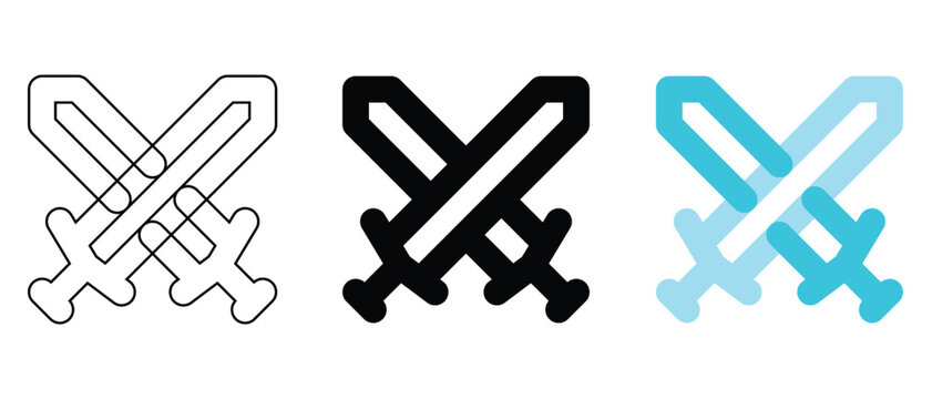 Two crossed swords icon symbolizing conflict, battle or a duel.