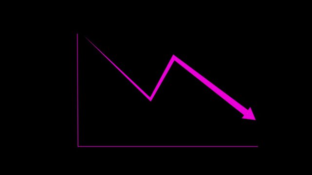 Decline Failure Decreasing Bar Graph, Business loss Graph on with Transparent Background
