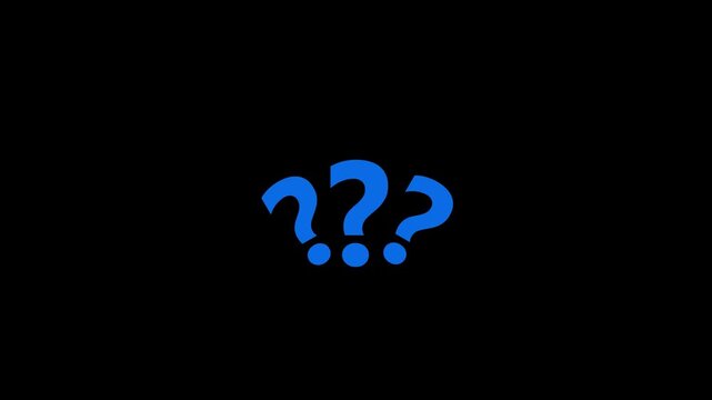 Question mark sign animation on a transparent background, questions asking doubts confusing problems.