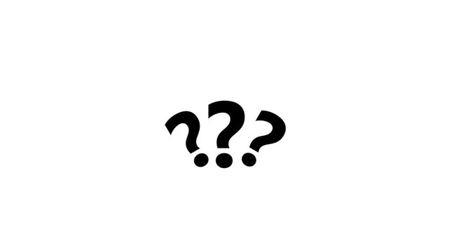 Question mark sign animation on a transparent background, questions asking doubts confusing problems.