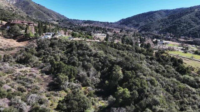 The Yucaipa Ridge Fault zone on the san andreas fault near the Yucaipa North Bench and Lower Oak Glen from a UAV Aerial Drone to view geographic Seismic Feature